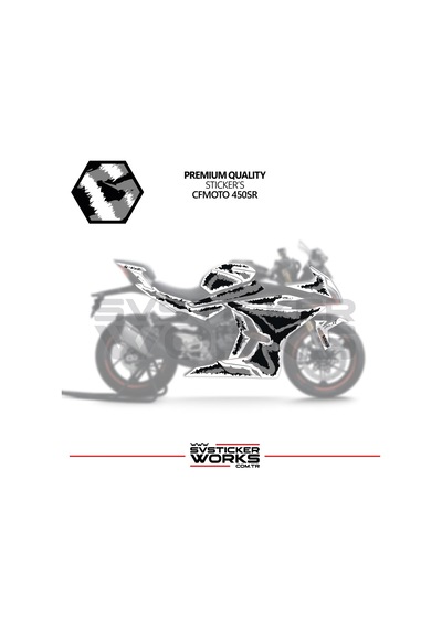 Cfmoto 450sr Kaplama Sticker Air Brush Motor Kaplama Modeli Hazır Kit Tüm Modeller Uyumlu Gri