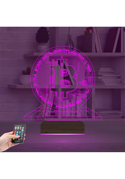 Luvivia Bitcoin Kripto Para Btc Kişiye Özel 3d Lamba - Masa Gece Lambası Şeffaf