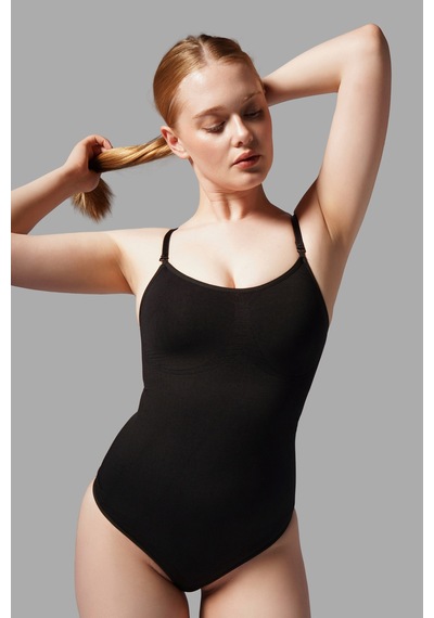 Çıtçıtlı String Body Korse 9052 Siyah