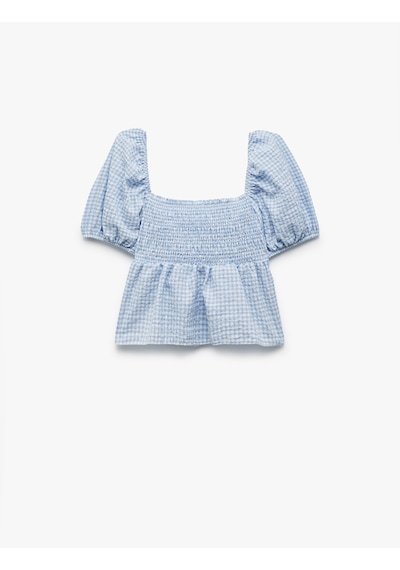 Koton Kayık Yaka Gipeli Kısa Balon Kollu Pötikareli Dar Kesim Crop Bluz Mavi Ekose 5sal60177ıw Mavi Ekoseli Koton Kayık Yaka Gipeli Kısa Balon Kollu Pötikareli Dar Kesim Crop Bluz Mavi Ekose 5sal60177ıw Mavi Ekoseli