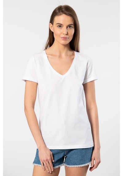 Wtshirt Milano Kısa Kol Derin V Yaka Kadın T-shirt Beyaz Beyaz Wtshirt Milano Kısa Kol Derin V Yaka Kadın T-shirt Beyaz Beyaz
