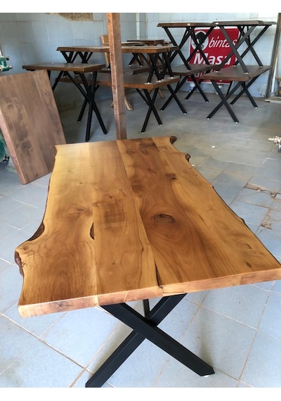 Bintaşmobilya Doğal Ceviz Ağacı Kütük Masa 150X85.Cm