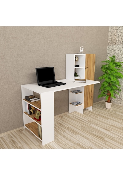 Kalenderdekor1 Kalender Dekor Ayame Çalışma Masası Aym02 Beyaz  -  Meşe