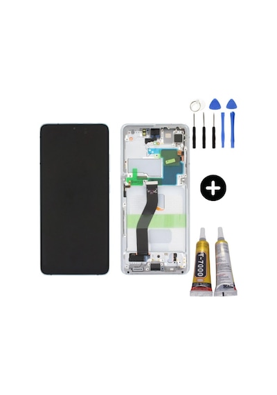 Samsung Galaxy S21 Ultra Sm-g998 Uyumlu Çıtalı Hk Lcd Ekran Dokunmatik Beyaz + Montaj Seti