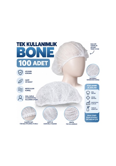 Tela Bone 100 Adet Tek Kullanımlık Bone - 920933482