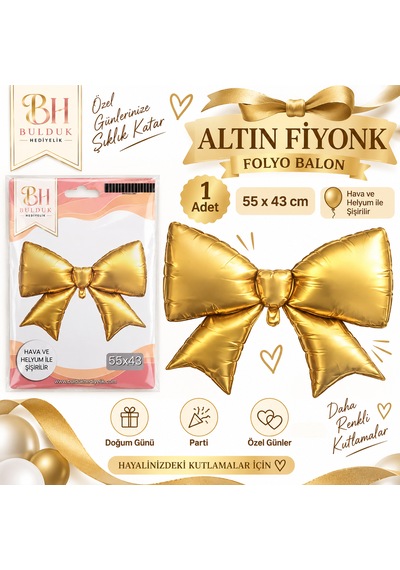 Altın Fiyonk Folyo Balon 55x43 Cm