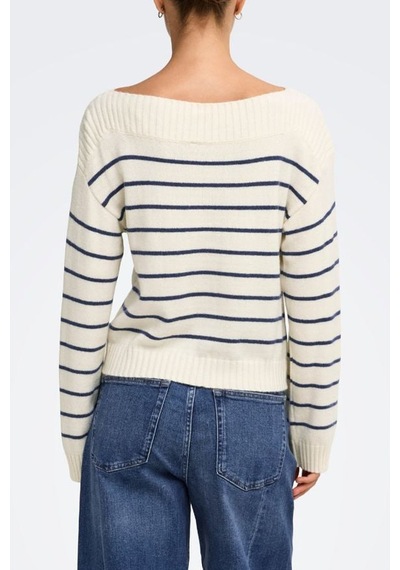 Only Onlkatia Ls Kayık Yaka Kadın Triko 15374823 Krem
