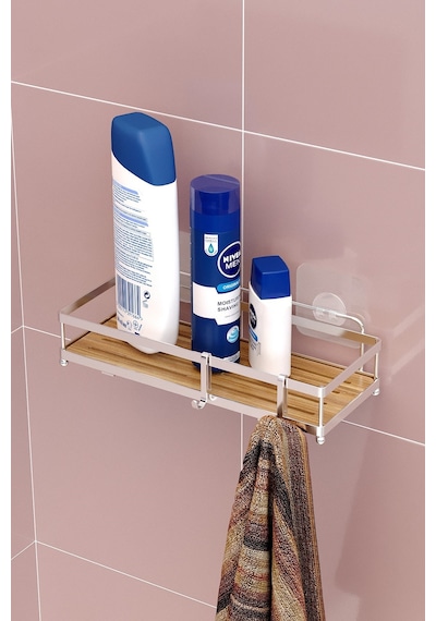 Teknotel Yapışkanlı Kancalı Banyo&mutfak Rafı Silver St180h Gri