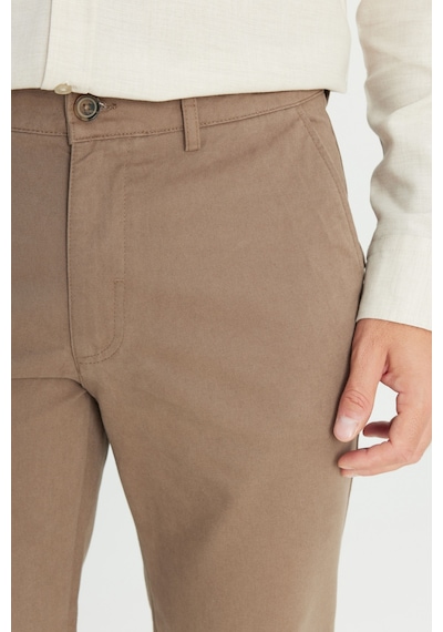 AC&Co / Altınyıldız Classics Erkek Vızon %100 Pamuk Comfort Fit Rahat Kesim Yan Cepli Pantolon Vizon