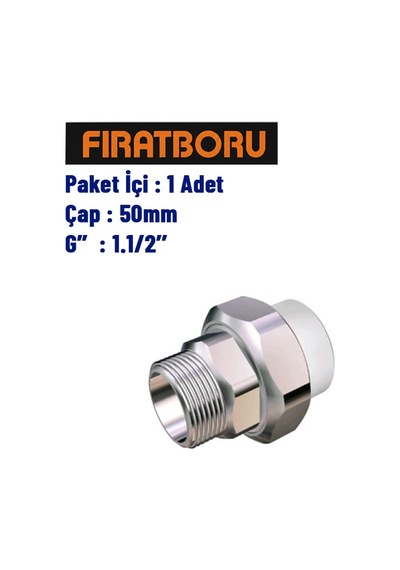 Fırat Dış Dişli Oynar Başlıklı Rakor 63mm, 2', 1 Adet, 7b66063191
