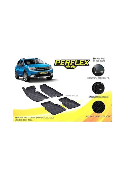 Perflex Pxm-dc06 Paspas 3d Havuzlu X-mat Sandero 2012-2020