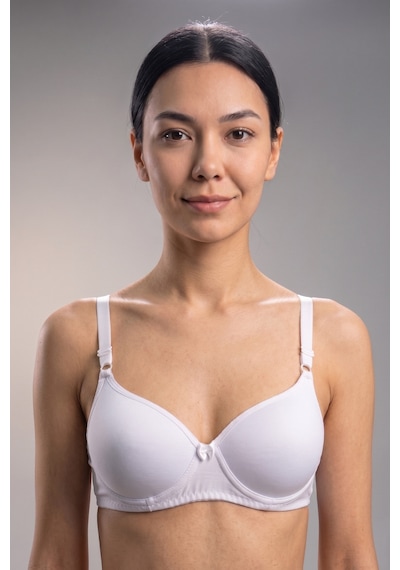 Laperissa Micro Kaplı T-shirt Bra Askılı Örme Sütyen Beyaz