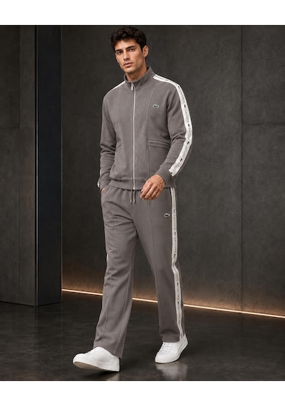 Stormwear Erkek Yazı Şerit Detaylı Dik Yaka Fermuarlı Eşofman Takımı Gri
