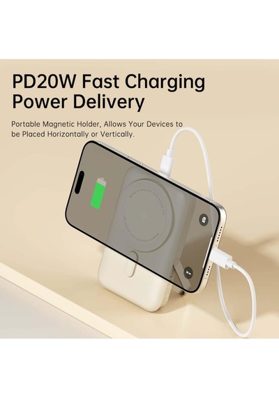 P20 Se 10.000 Mah, Pd 20w, Magsafe Standlı Powerbank, Bej