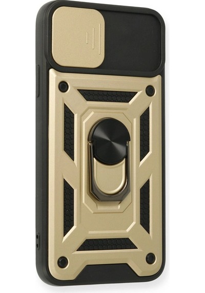 Apple iPhone  Uyumlu  11 Pro Kılıf Pars Lens Yüzüklü Silikon - Gold Çok Renkli