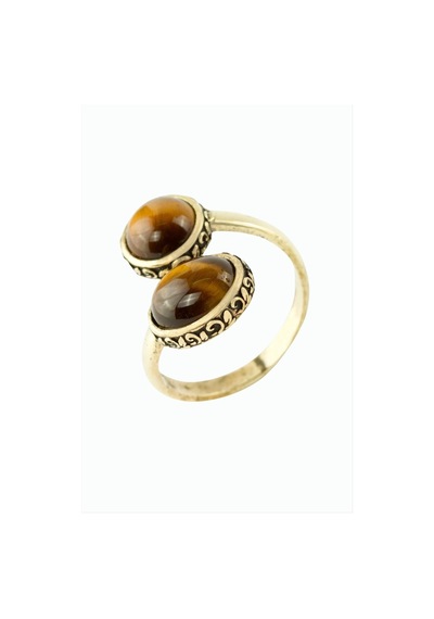 Oval - 533 - Yuvarlak Doğaltaşlı Otantik - Csmo-tex - Yüzük Kaplangözü Bronz