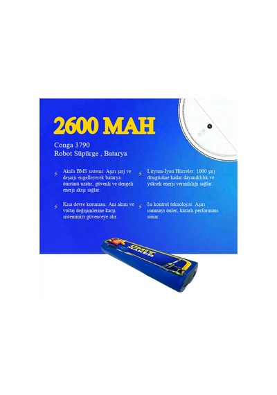 Conga 3790 Robot Süpürge 2600 Mah 14.4 V, Batarya  Uyumlu Uzun Ömürlü, Yüksek Performans Pil