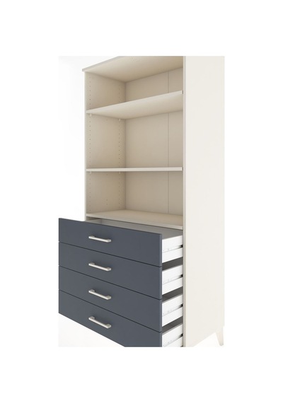 Hyperion Dolap 3 Raflı 4 Çekmeceli 88x44x182 Aytaşı-antrasit Aytaşı