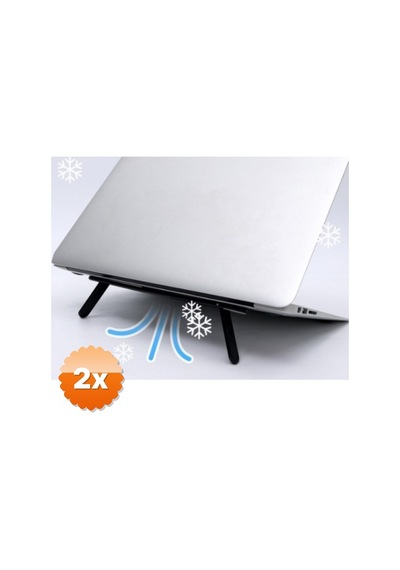 2 Adet Siyah 2 Kademeli Katlanabilir Ve Yapışkanlı Laptop Standı