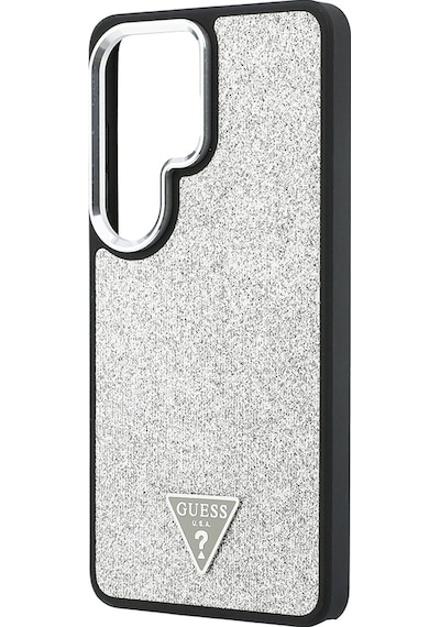 Galaxy Uyumlu S26 Ultra Kılıf Guess Lisanslı M-safe Metal Kamera Çerçeveli Üçgen Logolu Glitter Kapak Gümüş Gümüş