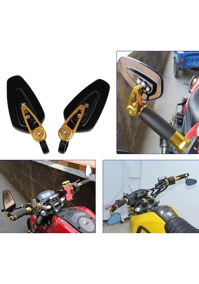 Motosiklet Gidon Bağlantılı Ayna Takımı Tüm Modeller Siyah