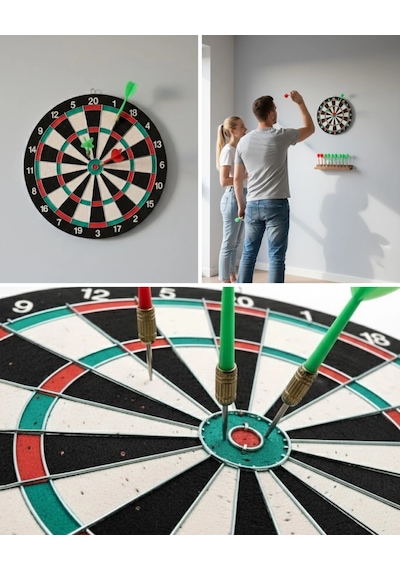 Mey İthalat 17 İnç Dart Tahtası 4 Metal Dart Oku