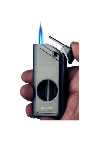 Quantoro Tek Torch Pürmüz V-cut Gümüş Metal Puro Çakmağı - Trz1122
