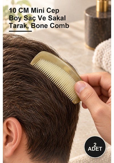 2 Adet Kemik Tarak 10 Cm Mini Cep Boy Saç Ve Sakal Tarak, Bone Comb