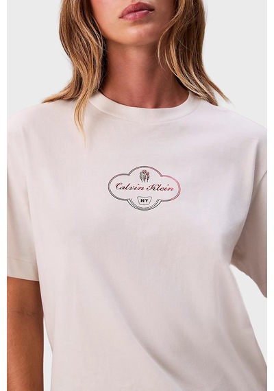 Calvin Klein Bayan T Shirt Lv047e811g Ybh Krem Krem