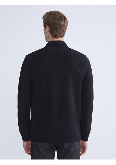 Lcwaıkıkı Classic Siyah Polo Yaka Erkek Sweatshirt