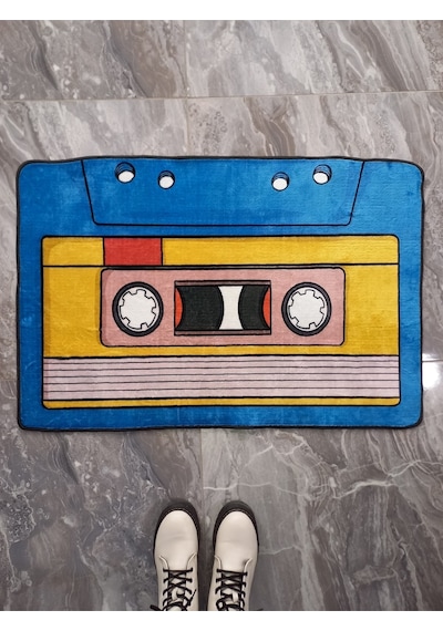 Kaset Dekoratif Genç Odası Halısı Modern Yolluk Halısı Kaymaz Dokuma Taban Bambu Kalite Oda Dekoru Mavi