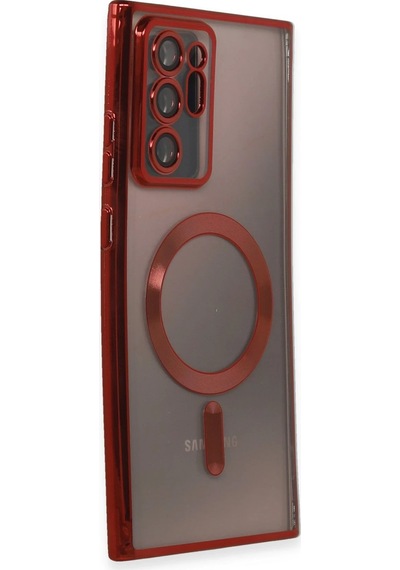 Newface Samsung Galaxy Uyumlu Note 20 Ultra Kılıf Kross Magneticsafe Kapak Glblseme - 85 - Kırmızı