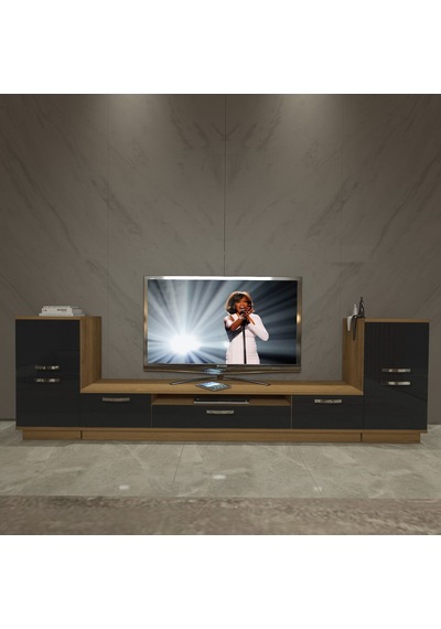 Decoraktiv Trio On2 Mdf Tv Ünitesi Tv Sehpası - Pera Siyah Meşe - Siyah
