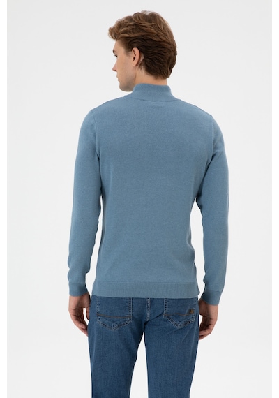 U.S. Polo Assn. Erkek Slim Fit Boğazlı Mavi Basic Kazak 50313712-VR251