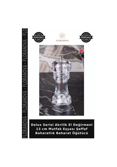 Delux Serisi Akrilik El Değirmeni 13 Cm Mutfak Eşyası Şeffaf Baharatlık Baharat Öğütücü Çok Renkli