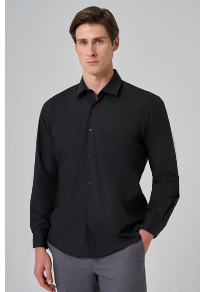 Morven Erkek Siyah Basic Regular Fit Sert Yaka Gömlek 25mc004072001 Siyah