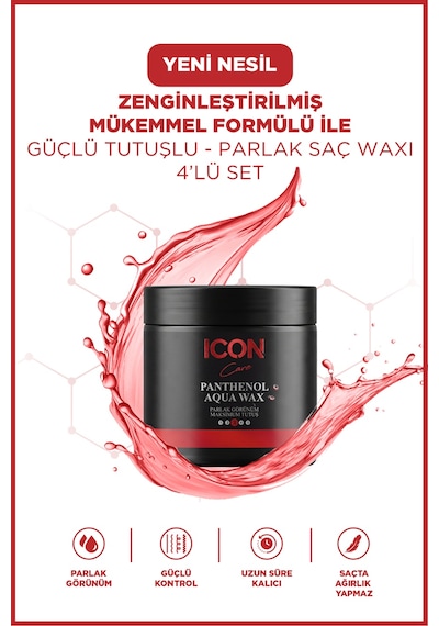 Iconcare Panthenol Aqua Wax Maksimum Tutuş Parlak Görünüm Saç Waxı 4'lü Set 150 Ml