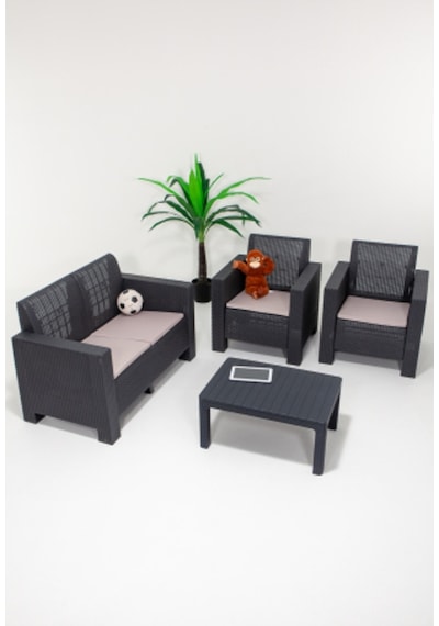 Aksu 2+1+1+s Balkon&teras Bahçe Mobilyası / Antrasit Gri