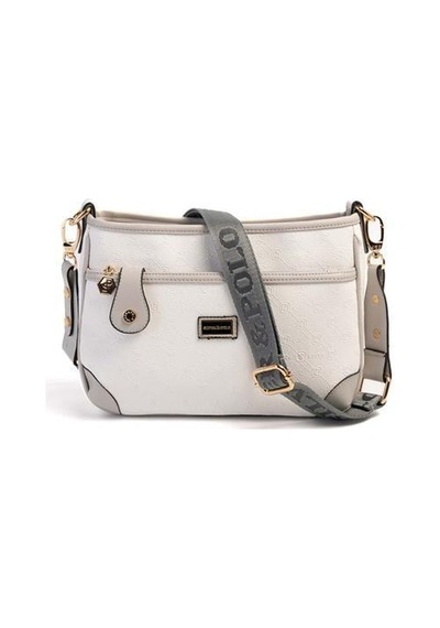 Silver Polo Sp1160 Kadın Çapraz Çanta Logolu Beyaz-a.gri
