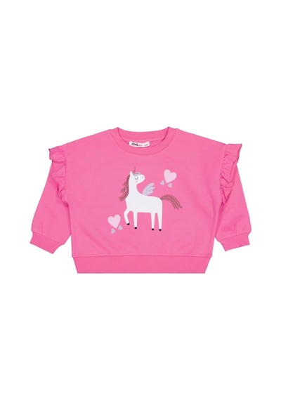 Civil Girls Kalpli Unicorn Baskılı 2-5 Yaş Sweatshirt Koyu Pembe