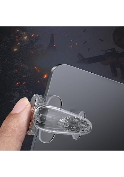 Baseus Ateş Düğmesi - Pubg - Tüm Oyun Ve Telefonlar İle Uyumlu Oyun Konsolu - Universal Oyun Adaptörü Şeffaf Acpbcj-02