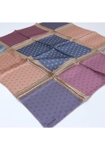 Armine İpek Eşarp Nostalji - 8113-03 Twill Mavi Pembe