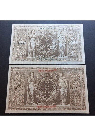 1919 Almanya 1000 Mark - Yeşil/kırmızı Mühür Takım Ççt Para - 3996366b2bfe5d8786