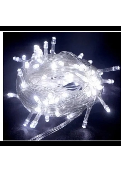 Hubrendy Emin 10m 100 Led Boncuk Lamba Beyaz Işık Şeffaf Kablo