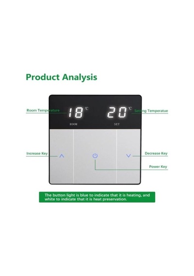 Wengart Wg-s808 Led Ekranlı, Dokunmatik Tuşlu, Elektrikli Yerden Isıtma Termostatı