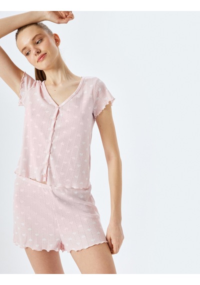 Koton Kalpli Pamuklu Kadın Şortlu Pijama Takımı Pembe Desenli 5slk40060mk Pembe Desenli Pembe Koton Kalpli Pamuklu Kadın Şortlu Pijama Takımı Pembe Desenli 5slk40060mk Pembe Desenli Pembe