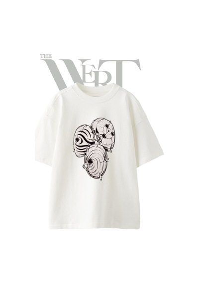 Thewert Obito Mask Tasarım Baskılı Ünisex Beyaz Oversize T-shirt