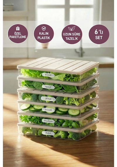 Selka Home 6 Adet 2,5 Lt. Nora Organizer Buzdolabı Buzluk Düzenleyici  Saklama Kabı