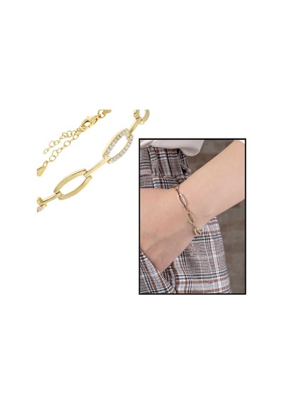 Tesbihane-Zirkon Taşlı 6Lı Cats Eye Gold Renk 925 Ayar Gümüş Kadın Bileklik