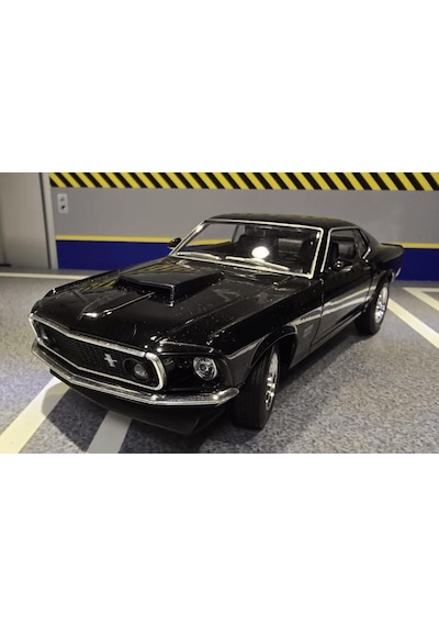 Welly Koleksiyon 1 / 24 Ölçek 1969 Ford Mustang Boss 429 Siyah Arazi Aracı Model Metal Araba Çok Renkli
